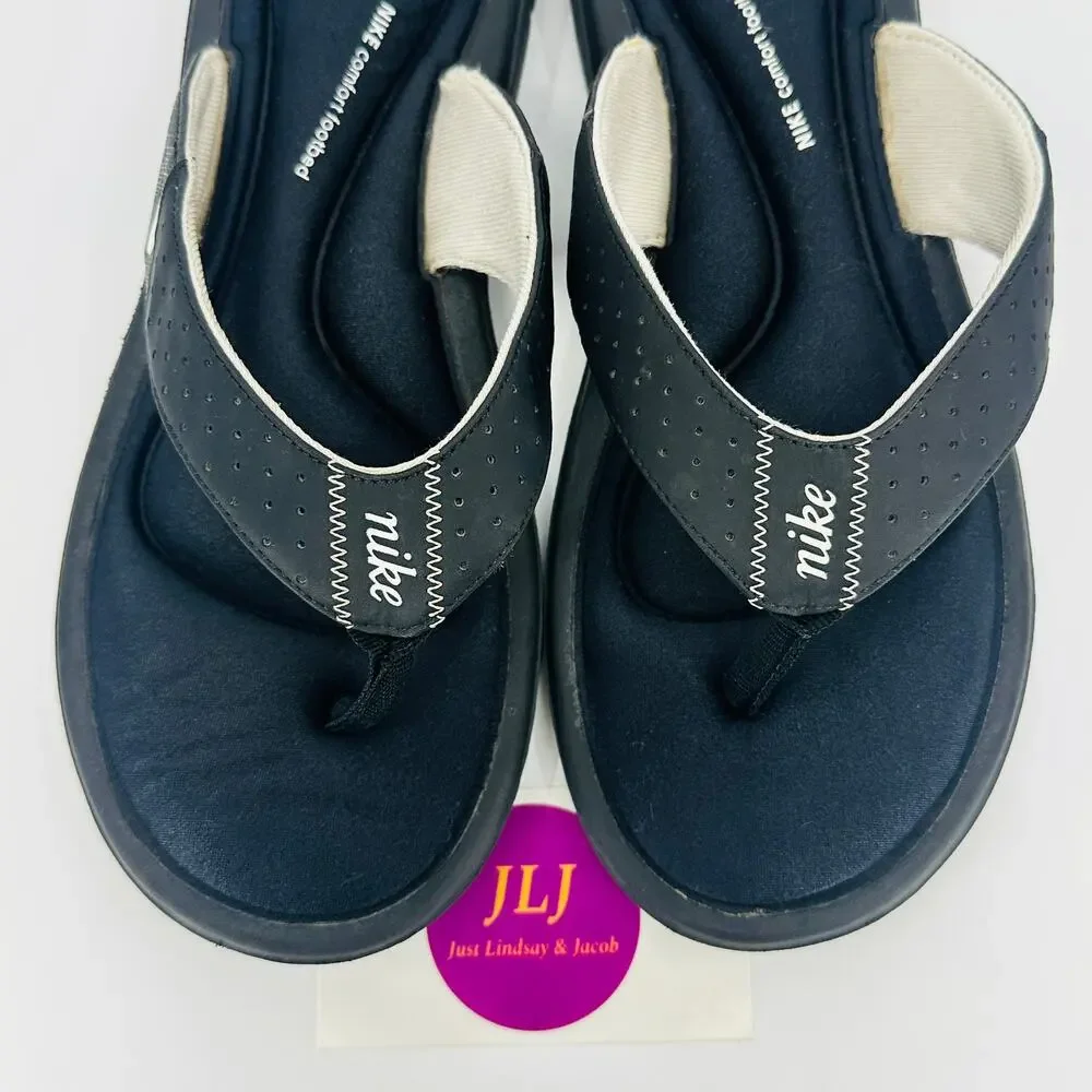 Nike Women's Comfort Thong Flip Flop Sandals Black/White 354925-011 Size 9